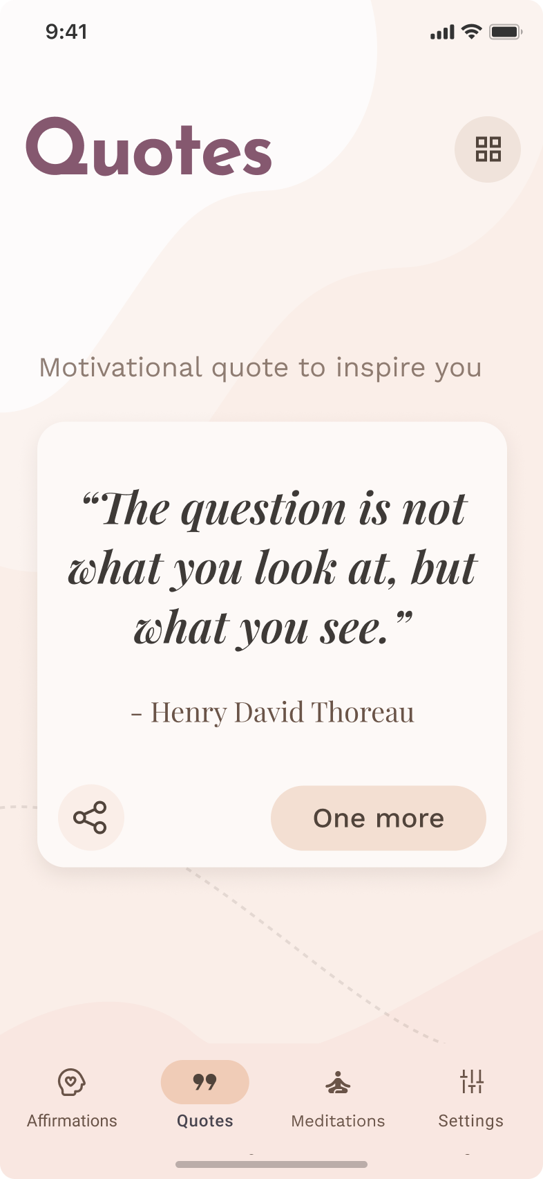 AffirmateMe Quotes screen