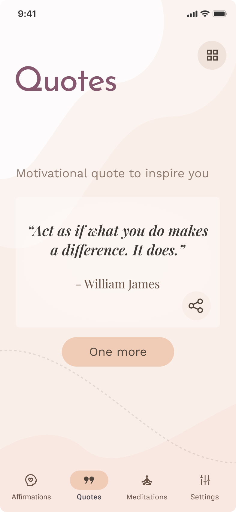AffirmateMe Quotes screen